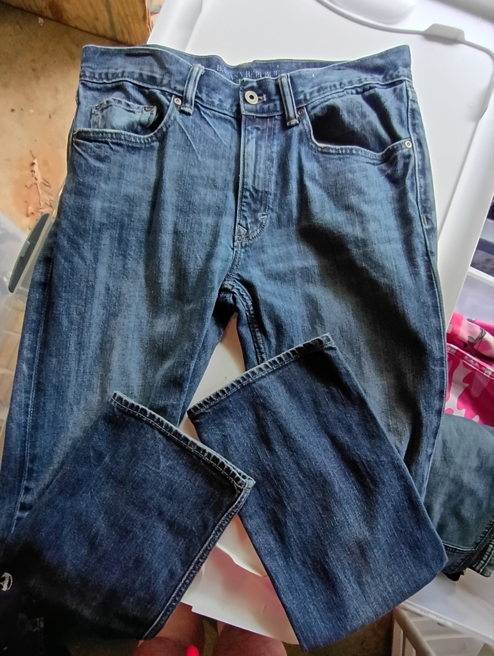 Banana Republic Straight Leg Jeans in Indigo with Red Accent